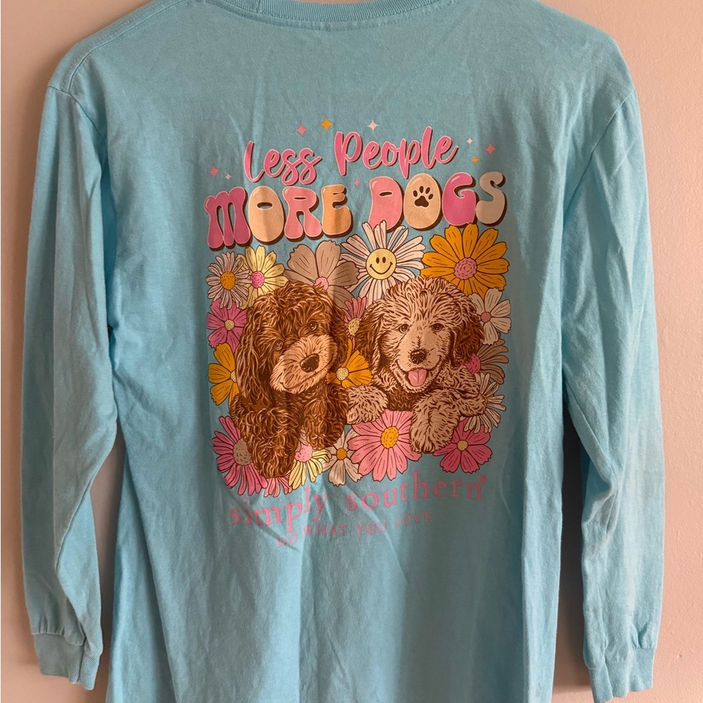 Goldendoodle Simply Southern Turquoise Long Sleeve Tee